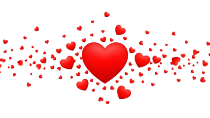 Red Hearts Explosion on Checkered Background