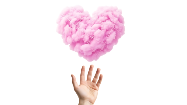 Hand Holding Pink Heart Balloon - Powered by Adobe