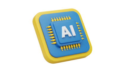 3D Rendered AI Chip Icon