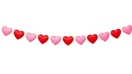 Pink and Red Heart-Shaped Decorations on String