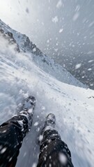 POV Avalanche Whiteout Simulation with Rapid Snow Coverage and Blurry Vision