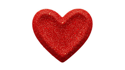 Red heart shape with glitter texture on transparent background