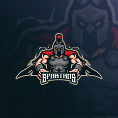 Spartan mascot logo design vector. Angry spartan illustration for sport and esport team.