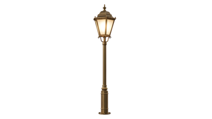 Bronze street lamp on transparent background