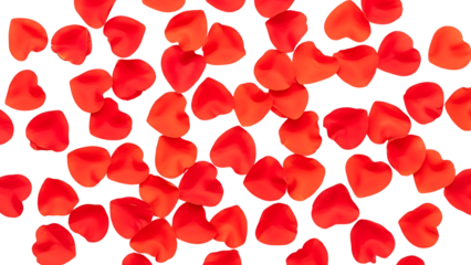 Red rose petals scattered on checkered background