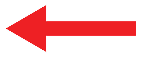 Obraz premium Leftward red long arrow illustration. Red arrow pointing left. Long arrows icon set. Vector set of trendy long arrows left in flat style. 