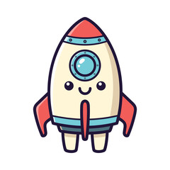 Cute Cartoon Rocket Ship Illustration