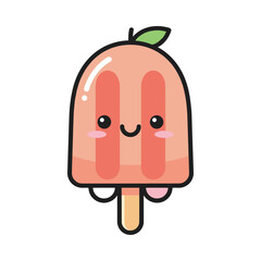 Cute Cartoon Peach Popsicle Illustration