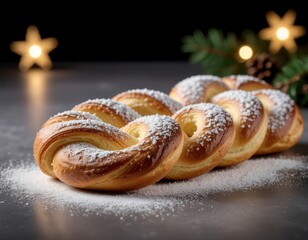 Warm Braided Bread Sprinkled with Sugar