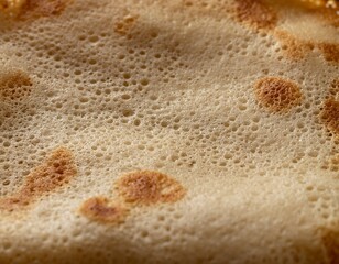 Close-up texture of a golden brown crepe with small bubbles