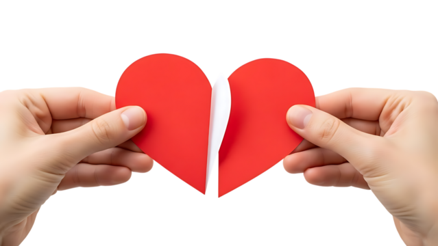 Two hands holding a red heart shape - Powered by Adobe