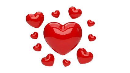 Red hearts on transparent background