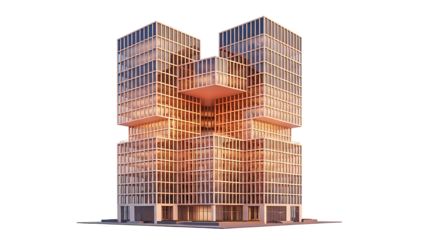 Modern glass building with illuminated interior