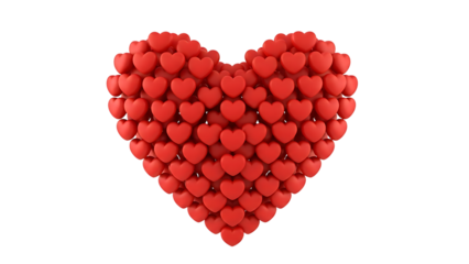 Heart shape composed of numerous red hearts