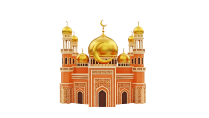 Golden domed mosque with intricate design