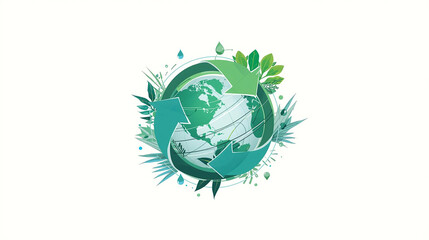 Sustainability Concept with Recycle Symbol and Green Leaves