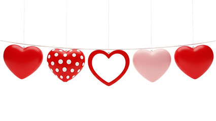 Five Hearts on Checkered Background