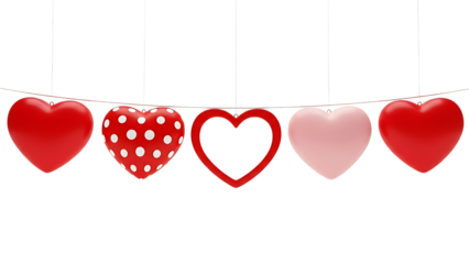 Five Hearts on Checkered Background