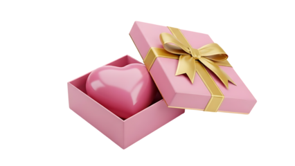 Pink Gift Box with Heart-Shaped Object