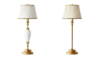 Vintage antique table lamp with ornate metal details classic home lighting studio object isolated on white background