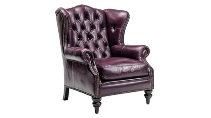 Luxury leather armchair with classic upholstery modern furniture seating interior studio photography isolated on white background