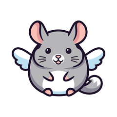 Adorable Cartoon Chinchilla with Wings Illustration