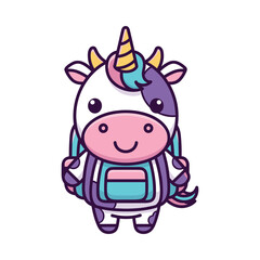 Cute Cartoon Cow Unicorn Character Design