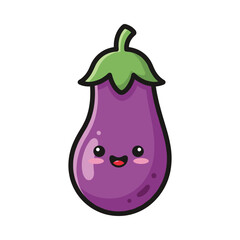 Cute Cartoon Eggplant Illustration