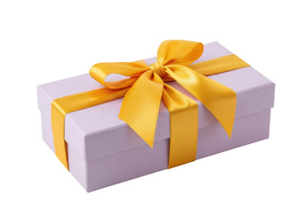 Obraz premium Gift of Elegance: A simple yet elegant gift box is adorned with a vibrant yellow ribbon, creating a sense of anticipation and delight.