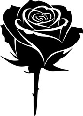Black Rose Flower Silhouette Icon.
