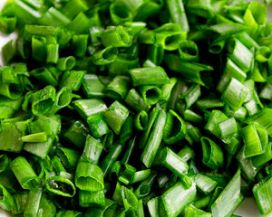 Freshly chopped green onions top view
