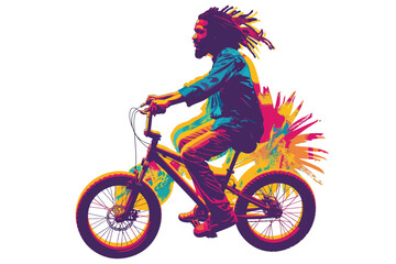 Fototapeta premium black man riding bicycle isolated illustration