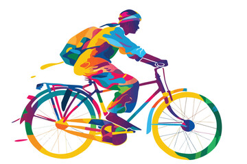 Naklejka premium indian man riding bicycle isolated illustration