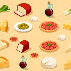 various cheeses appetizers and mini pizzas