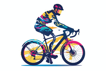 Obraz premium person with prosthetic leg riding bicycle isolated illustration