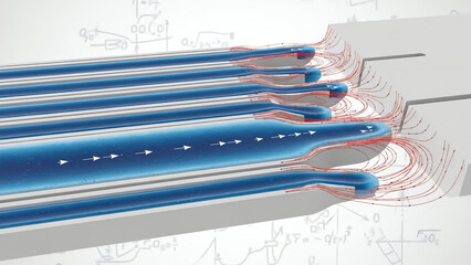 Multi Layer Blue Tubes with Red Field Lines
