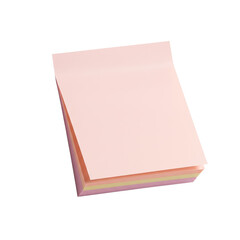 Stack of pastel sticky notes with blank writable surface, minimal office stationery for reminders, planning and organization, isolated on transparent background