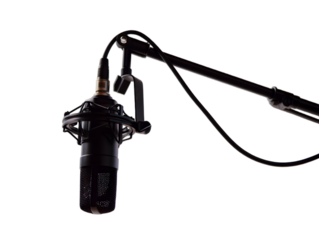 Professional studio microphone on stand transparent background