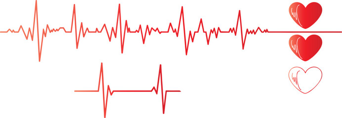 Heartbeat line with heart icons