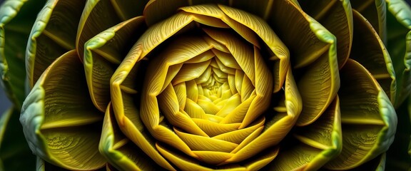 Close-up of artichoke heart revealing spiraling Fibonacci sequence , vegetabletexture, pattern