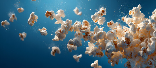 Popcorn against a blue background