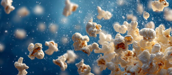 Popcorn against a blue background
