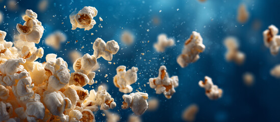 Popcorn against a blue background