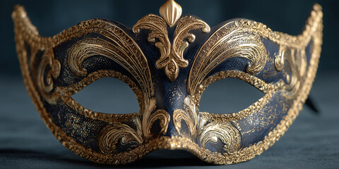 Venetian mask showcasing rich gold baroque patterns