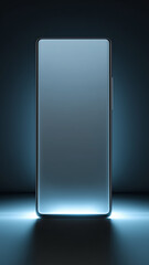 Smartphone with blank screen displaying technology concept