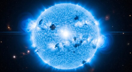 A brilliant blue supergiant star glowing intensely in deep space.