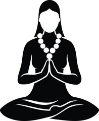 meditation silhouette vector illustrations yoga mala logo buddhism icon relaxation outline woman prayer spiritual mantra traditional bead tibetan meditating peace shape