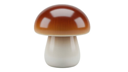 Glossy brown and white mushroom render isolated on a transparent background fungi food