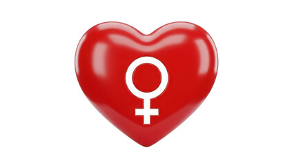 Red Heart With Female Symbol And Textured Detail isolated on a transparent background Venus symbol