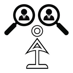 Professional Recruitment Concept Vector with Person Search and Success Arrow Icon